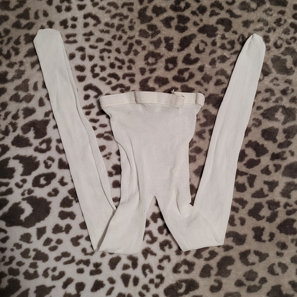 White Fishnet Stockings Tights Stretchy Women's OS Size One Size Stretch - Picture 1 of 2